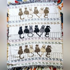 Cats on a fence LOVE Quilt 57"×47"